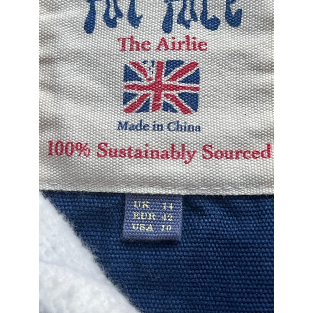 FatFace The Airlie Womens Patriotic‎ Ecru Quarter Zip Cotton Pique USA Flag M - Picture 6 of 11